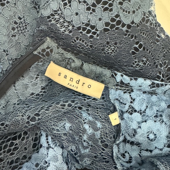 SANDRO Blue Lace Dress Size 1 - Picture 4 of 4